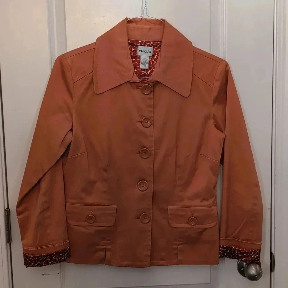 Chico's women's orange blazer shacket
